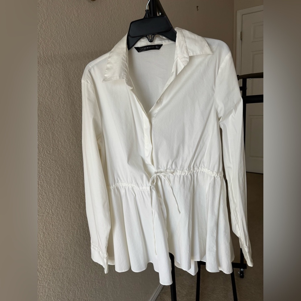Zara White Button-Down Women's Shirt